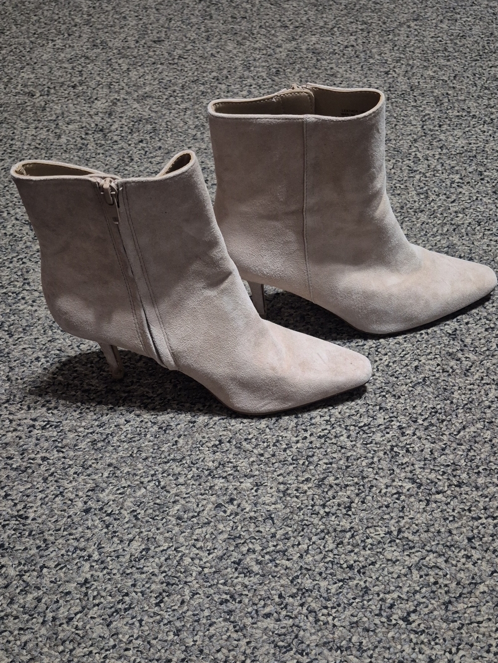 Ann Taylor Light Beige Suede Pointed-Toe Ankle Booties